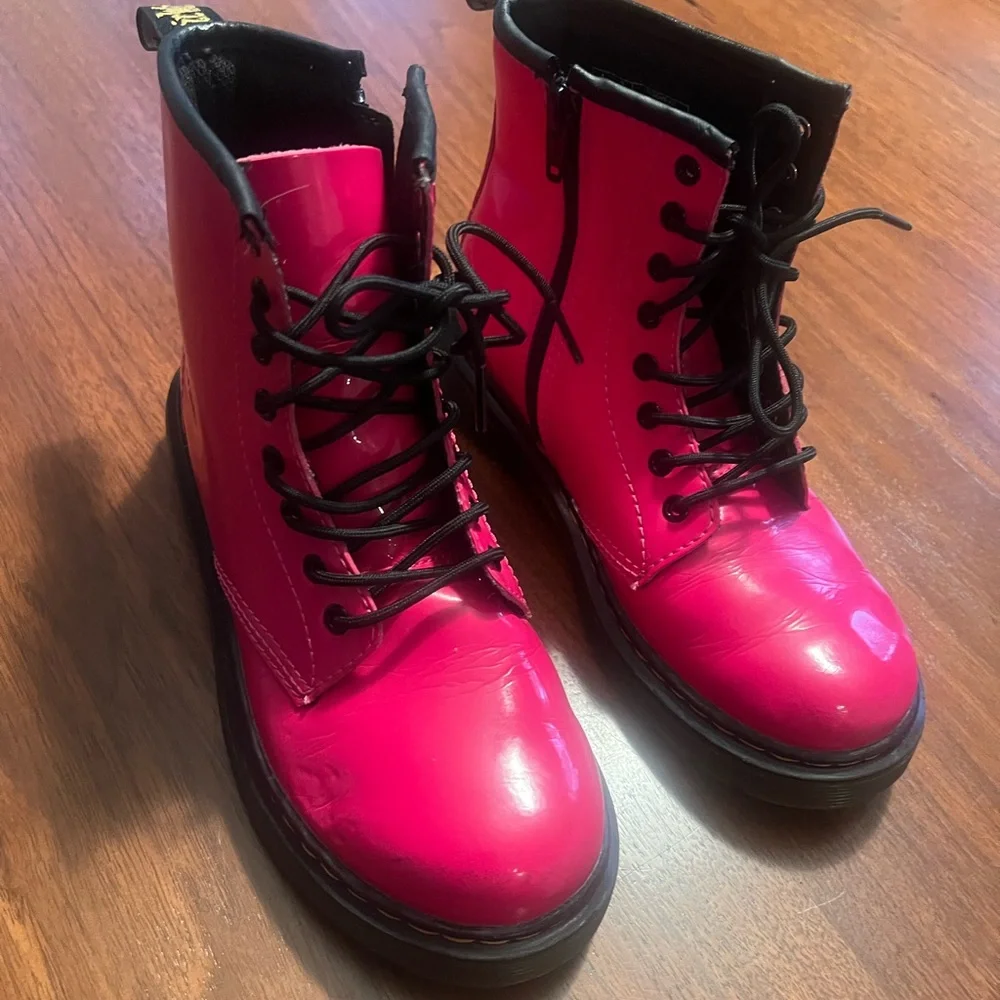 Dr. Martens Hot Pink Lace-Up Boots- Kids - Picture 3 of 6